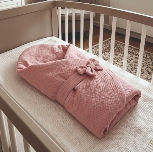 Muslin Wrap, Swaddle, Blanket, Mat with Filling 4 In 1 (powder Pink)