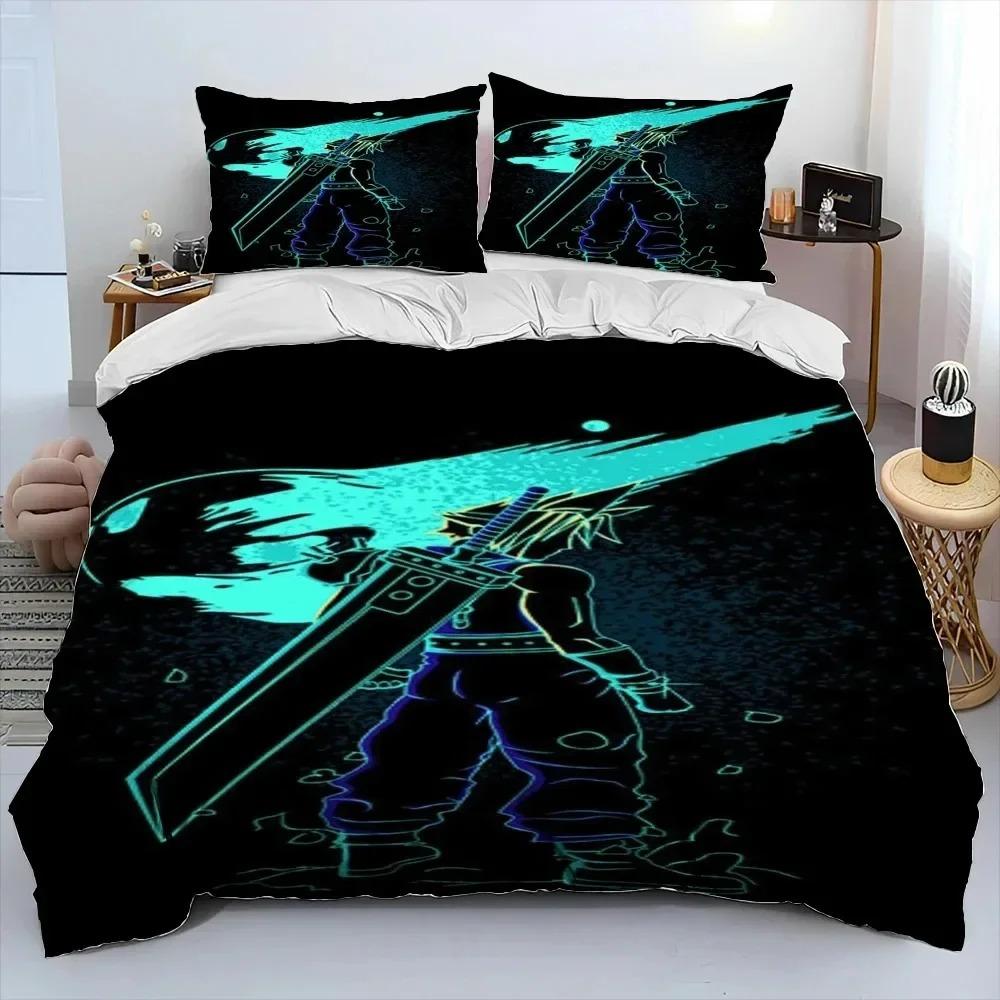 Final Fantasy Series Games Bedding Set Boys Girls Twin Queen King Size Duvet Cover Pillowcase Bed Boys Adult Home Textileextile