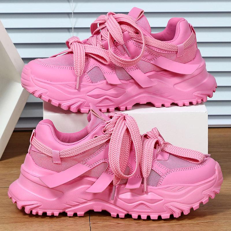 Stylish Thick-Soled Height-Boost Dad Sneakers: Breathable Mesh, Comfy, Fashionable, Versatile Casual Sports Shoes for Outdoor Couples