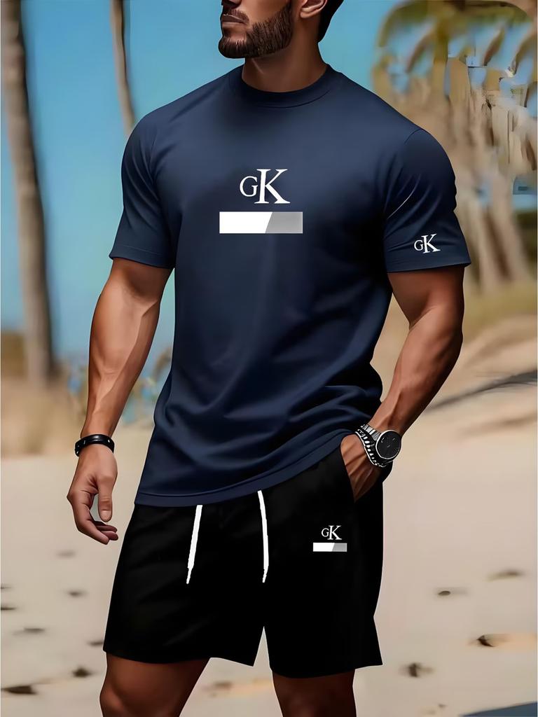2026 Zomer Heren T-shirt Shorts 2-delige Set Grote Maten Heren Sport Shorts met Trekkoord Met Zak Sneldrogend T-shirt Pak