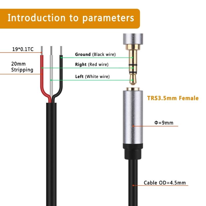 30cm Female Port 3.5mm to Bare Wire Open End TRS 3Pin Connector Cable Cord Wire For Earphone And Headset Repair