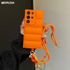Fashion Lanyard Crossbody Down Jacket Case for Samsung Galaxy S25 Ultra S22 S23 Plus S24 FE A56 A55 A54 A16 Pure Color TPU Cover
