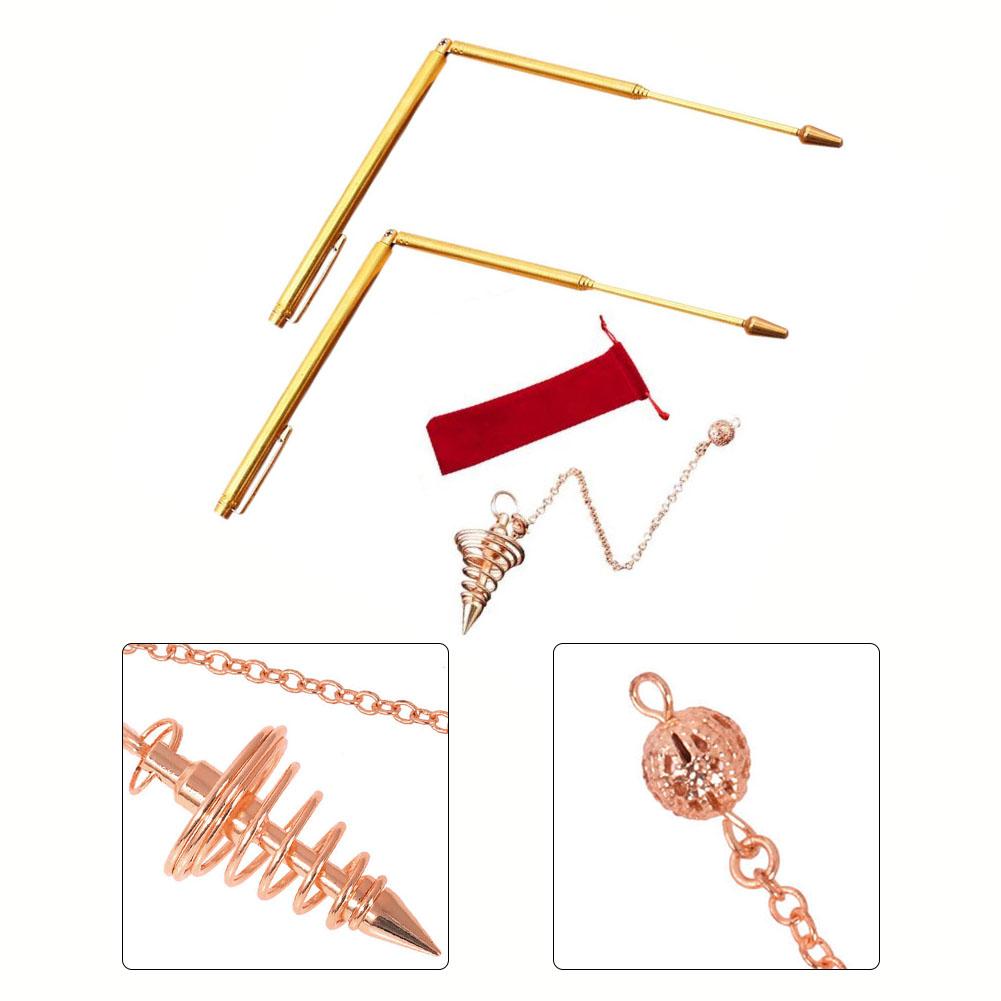 3/4pcs 99.9% Copper Detector Rod Metal Detector Rod With Pendulum Pendant For Treasure Hunting Divination Tools