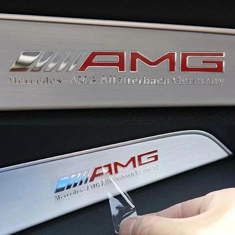 For Mercedes benz AMG W204 W203 W205 W124 W221 W213 W212 3D Metal Car Body Window Dashboard Panel Decor Emblem Interior Stickers
