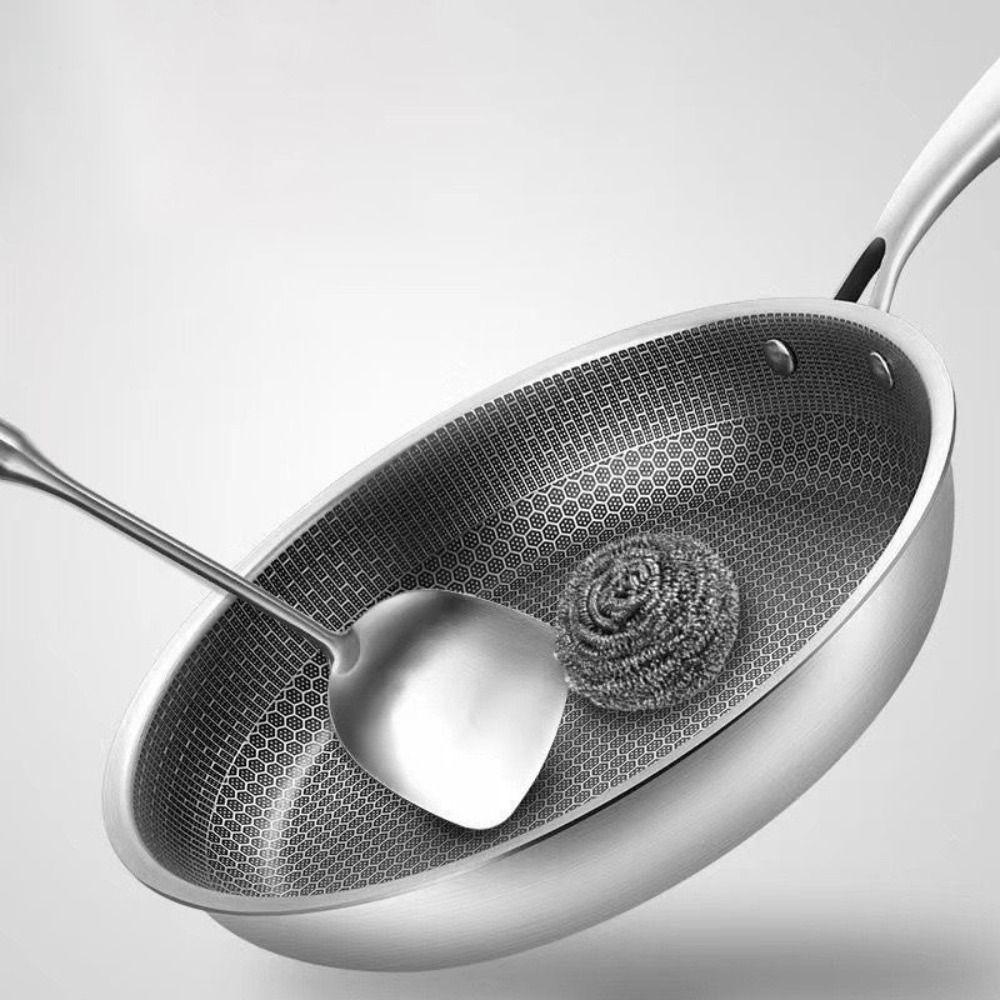 26/28/30cm Edelstahl Bratpfanne Unbeschichtete Oberfläche Antihaft Wok Küchenbedarf