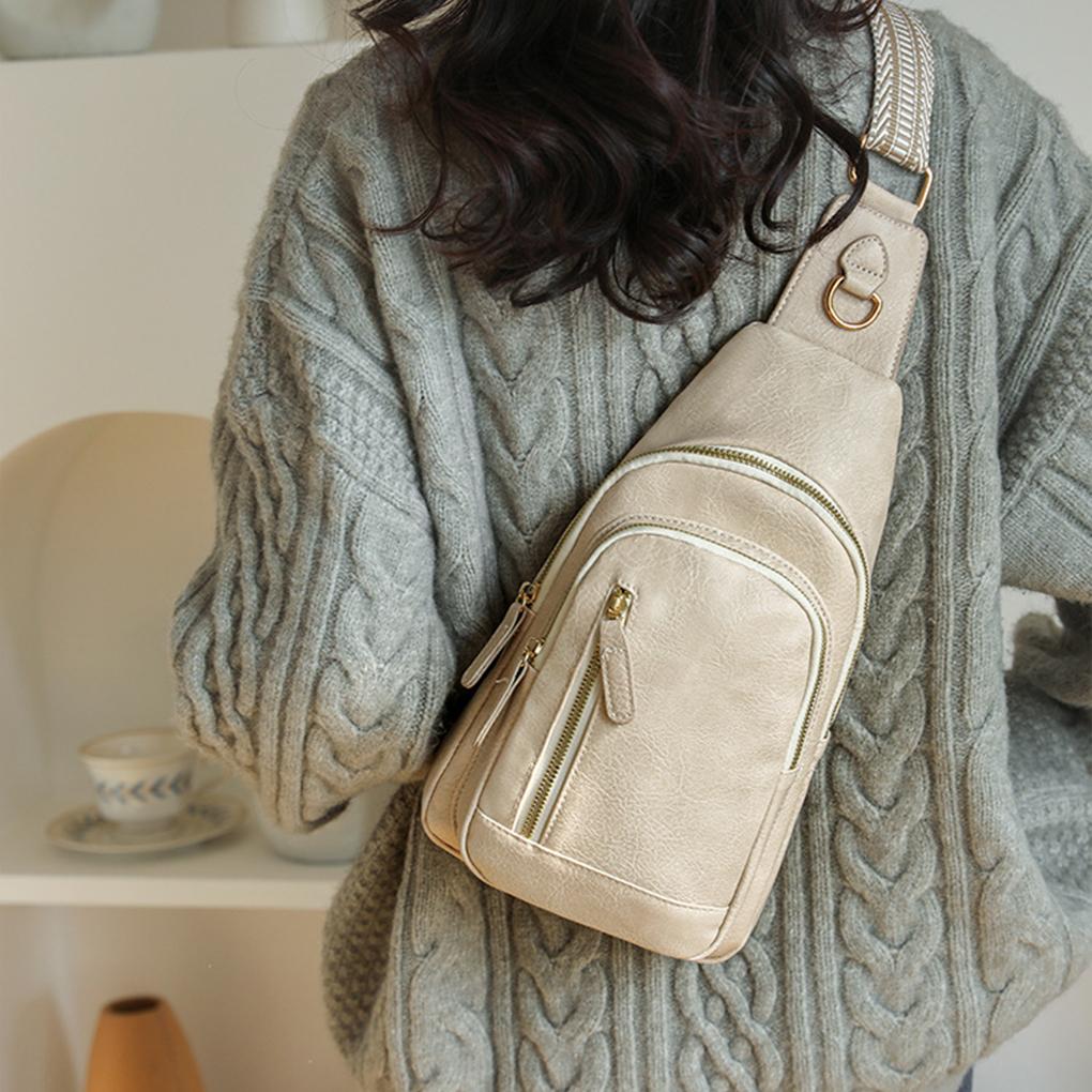 Retro Bag For Women Lightweight And Wear-resistant PU Chest Bag With Large Capacity Womens Chest Bag
