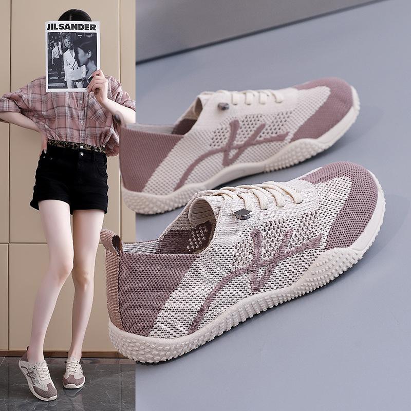 2025 Spring and Summer New Products Retro Mother Shoes Fashionable Flat Bottom Light Breathable Versatile Non-slip Sports Women's Shoes K1516