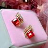 1 Pair Ear Studs Rhinestone Geometric Electroplating Luxury High Gloss Ear Decoration Jewelry Faux Crystal Engagement Earrings Anniversary Gifts