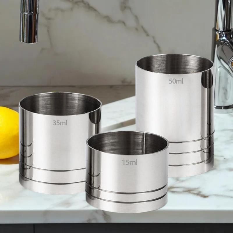 25/35/50ml Stainless Steel Measuring Cup Cylindrical Cocktail Ounce Jigger Wine Drink Measurer Bartending Bottle Bar Accessory