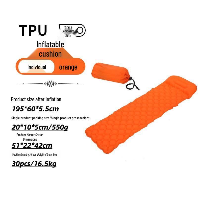 Colchoneta inflable para dormir TPU para una persona: Colchón Portátil, Impermeable, de Alta Elasticidad para Acampada al Aire Libre.