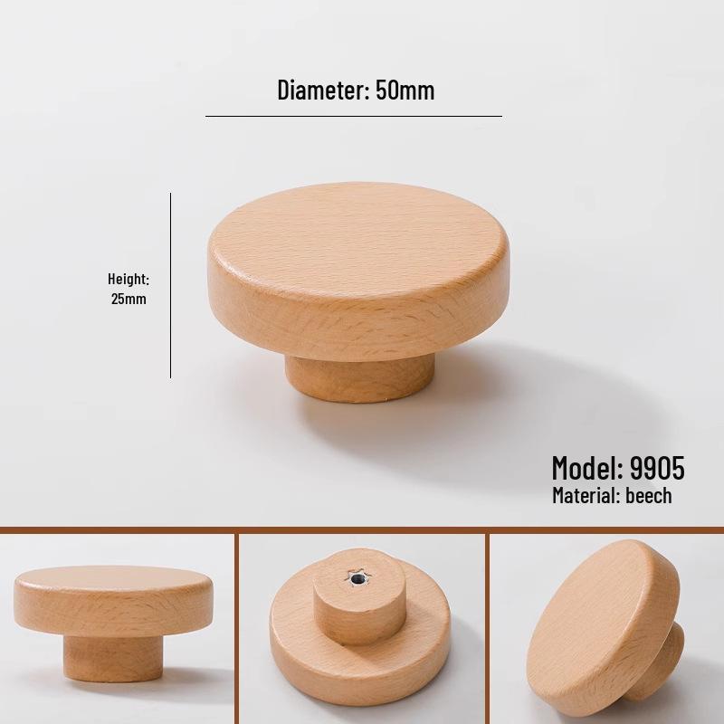 Black Walnut Wood Wardrobe Drawer Pulls - Solid Wood Handles for Children's Cabinet, Japanese Simple Light Luxury Design