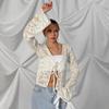 Spring and Summer New Lace-up Cardigan Horn Sleeve Versatile Fashion Commuter Top Simple and Comfortable Women's Clothing Can Be Wholesale