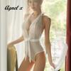 Sexy Lingerie Inner Underwear Nightwear One Piece Setup X034 [Agnel x] See-Through Women's (White, XL)