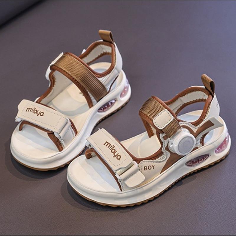 Boys Summer Sandals Non Slip Breathable Soft Sole Sports Sandals Elastic Strap Beach Shoes with Buckle for Kids