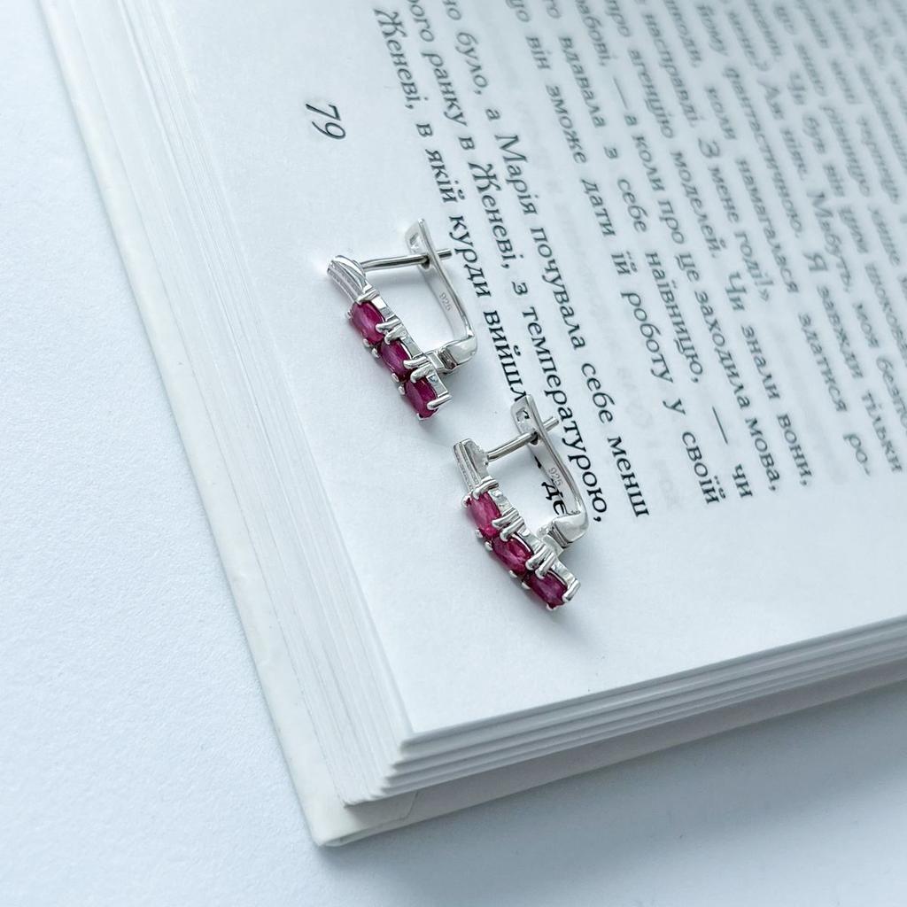 Silver Earrings with Natural Ruby 1.35ct (2140337)