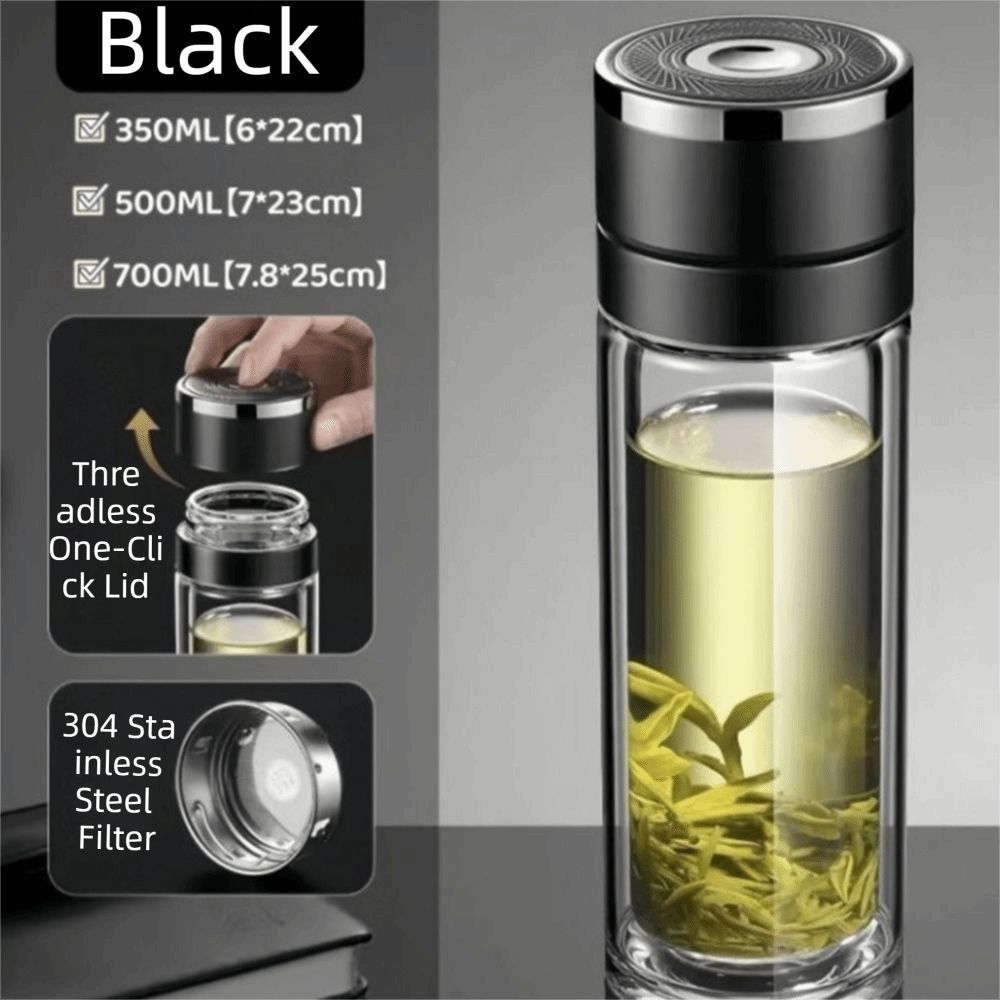 Double Anti-Scald Tea Water Cup Borosilicate Glass Infuser Tumbler Outdoor Activities