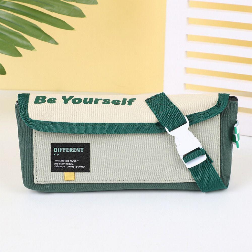 Canvas Double-Layer Pencil Case Splicing Cartoon Pencil Cases Storage Pencil Bag Boy Girl Kid