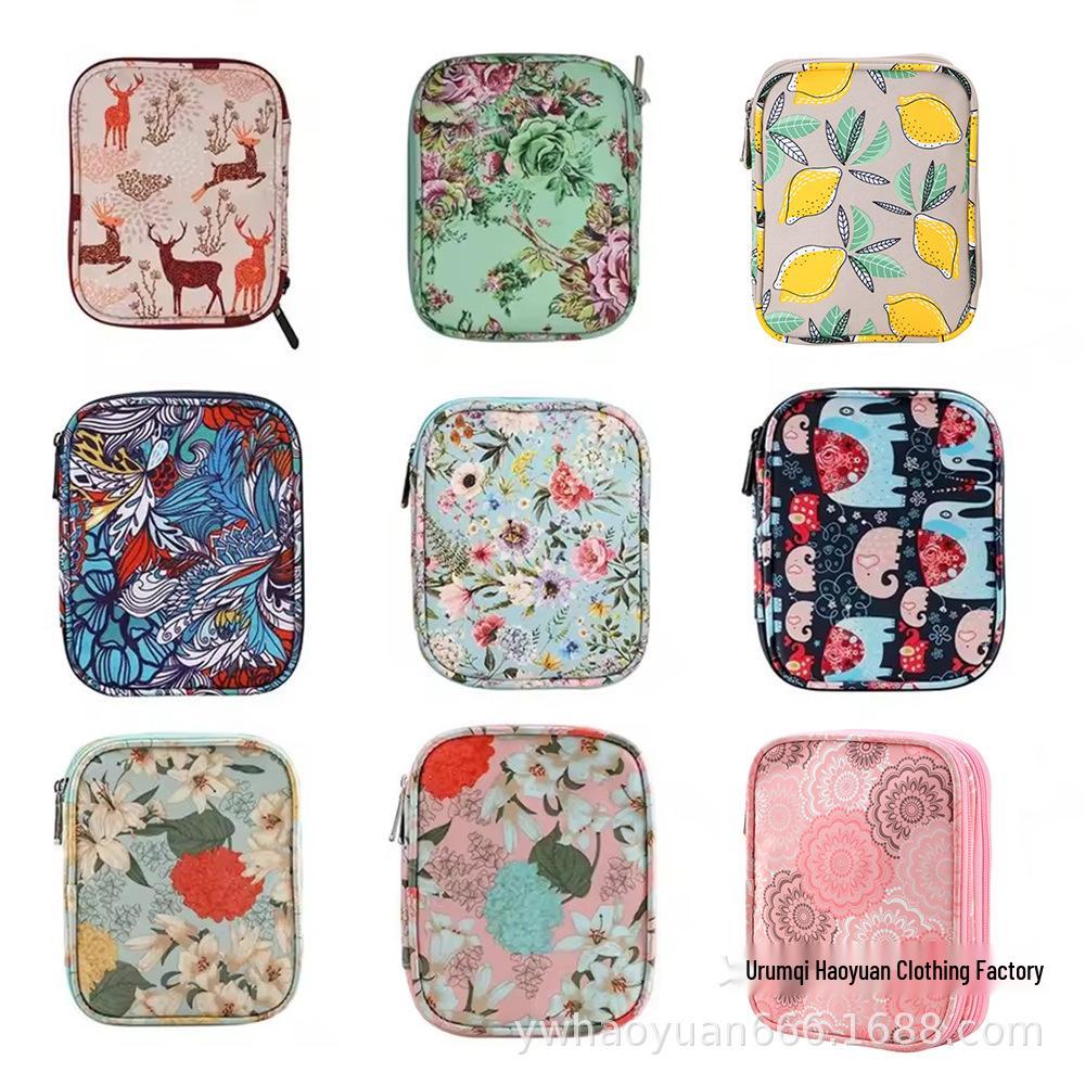 Dwuwarstwowa zapinana na zamek torba szydełkowa na narzędzia dziewiarskie