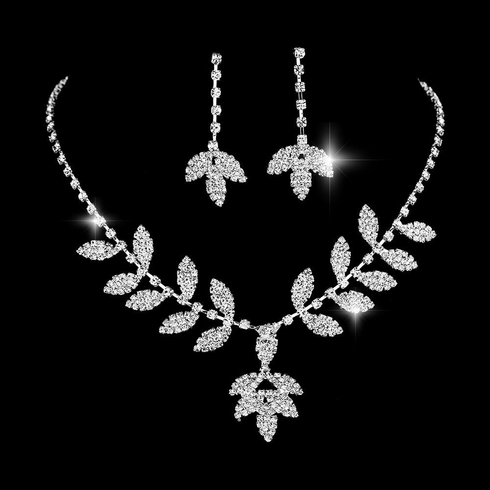 European & American Sparkling Water Drop Zircon Necklace Set – Fashionable Full Diamond Clavicle Chain