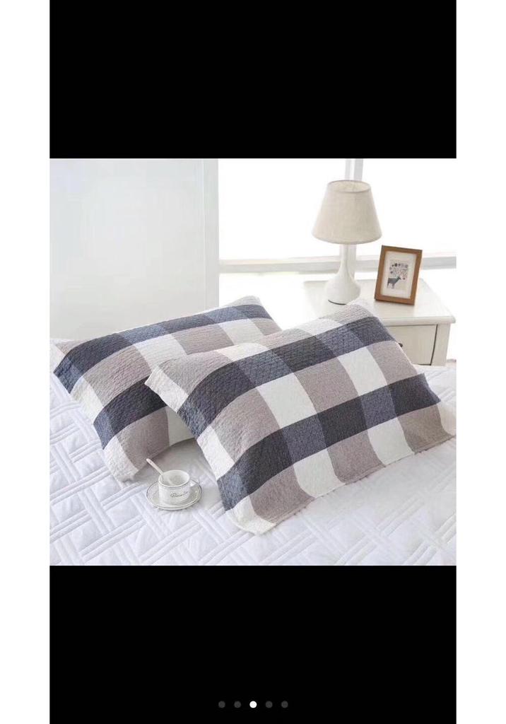 Three-Layer Washed Cotton Plaid Gauze Pillowcase - Soft, Breathable, Sweat-Absorbing Japanese Style