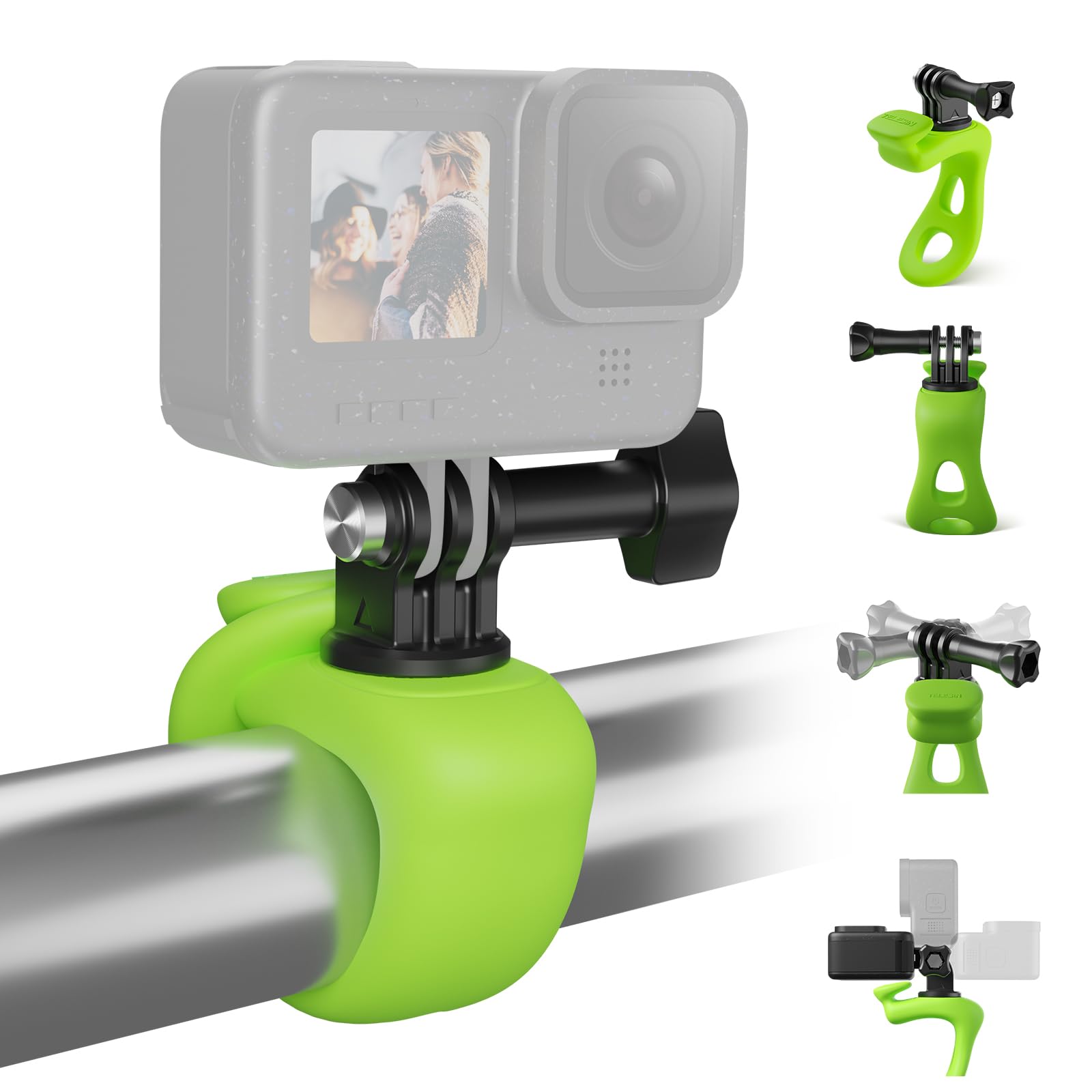 

Multifunctional Elastic Silicone Bracket Green 360 Degree Rotation Multifunctional Elastic Strap Elastic Adjustment Bracket Sports Camera Accessories зелений