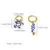 Vintage New Chinese Style Asymmetric Stainless Steel Blue And White Porcelain Beaded Earrings For Women