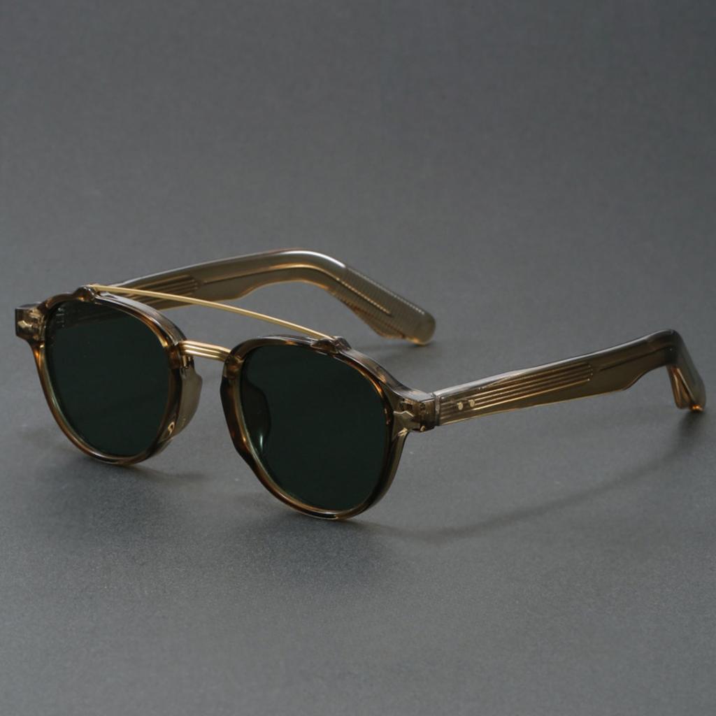 Retro round fashion glasses double beam sunglasses unisex vintage style UV protection