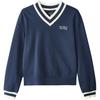 Sports League Series AW24 American Retro Comfortable Knitted Pullover Long Sleeve Sweatshirt Women Sweatshirt Navy-Blue L324W023-002Z