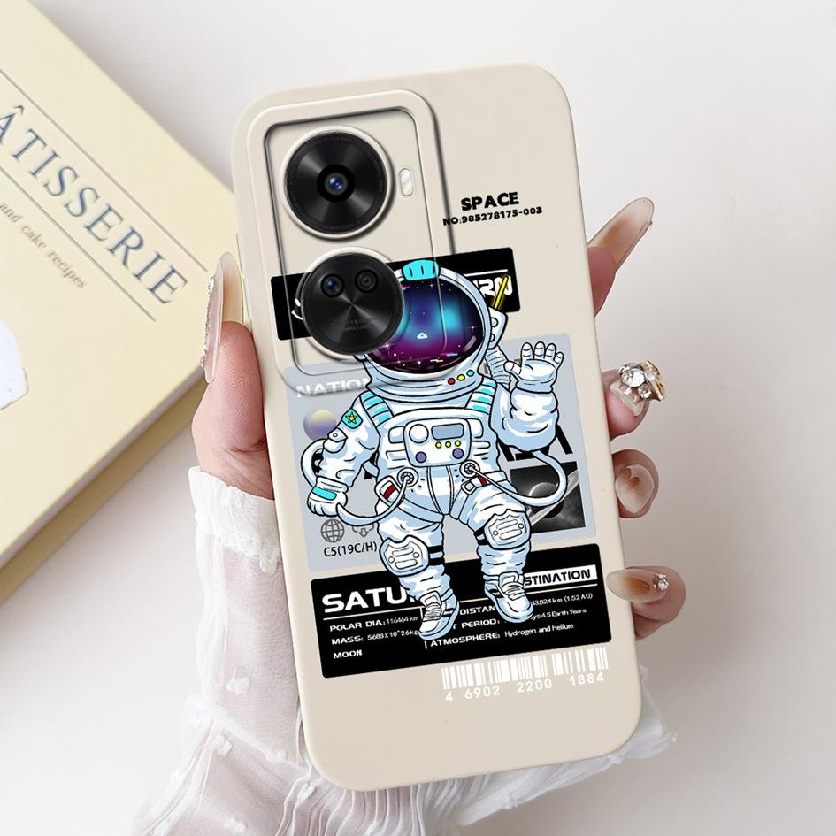 Für Huawei nova 12 SE 2024 Hülle BNE-LX1 Stoßfeste Abdeckung Niedlicher Astronauten-Cartoon Mattes Funda auf Huawei Nova12 SE Quadratischer Schutz
