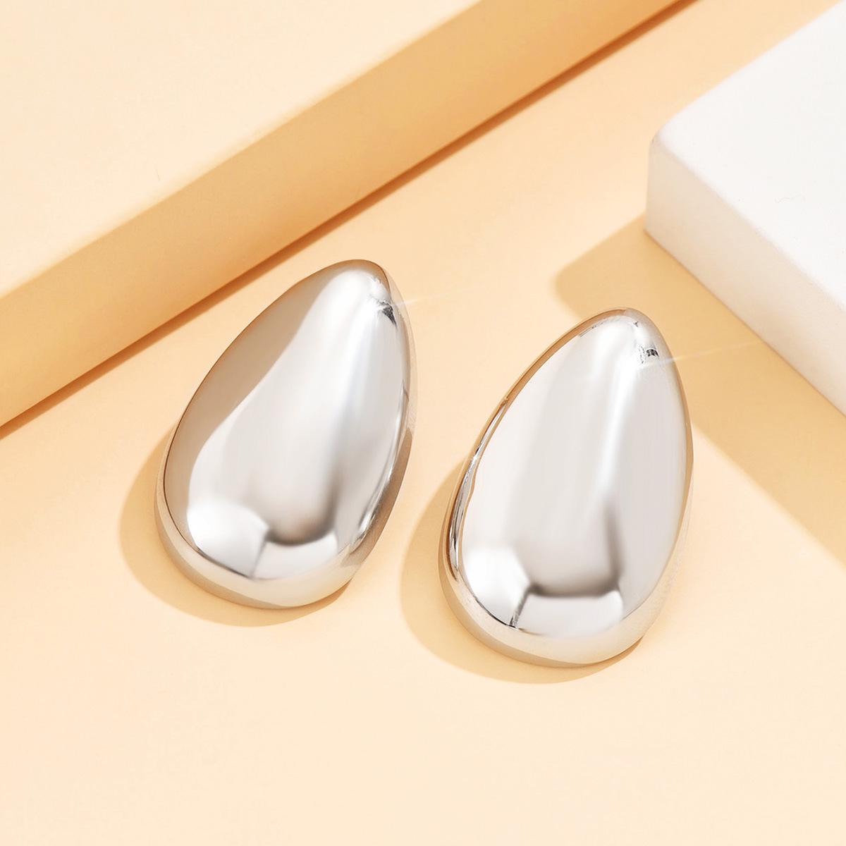Luxe Glossy Geometric Teardrop Stainless Steel Statement Earrings