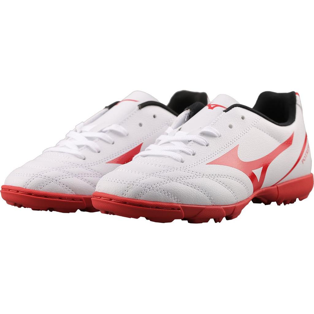 Mizuno Potrero Wide Jr. Round Toe Lace-Up TF Non-Slip Wear-Resistant Breathable Low-Top Kids Soccer Shoes Kids Sneaker White Red P1GE189262