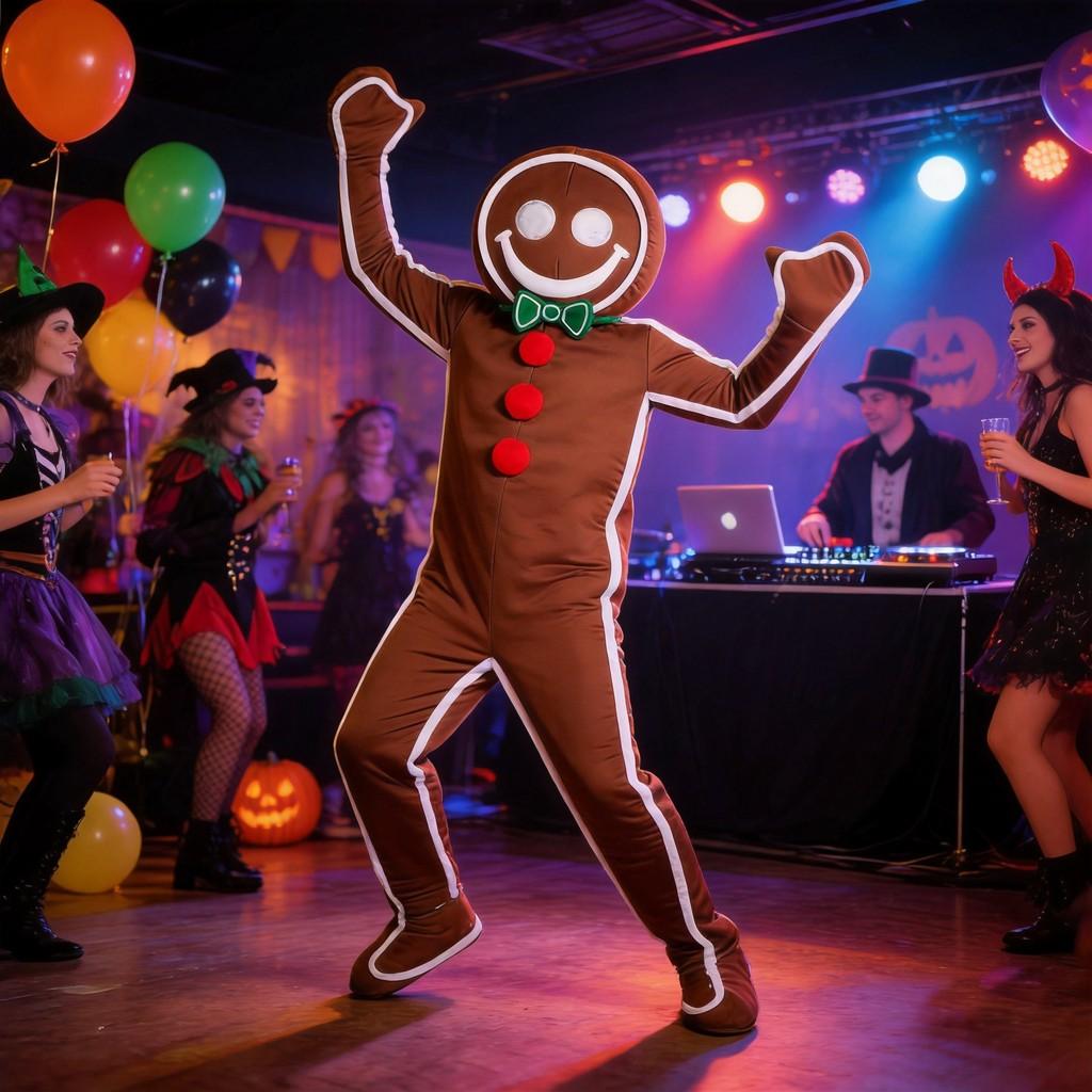 Gingerbread Man Costume With Polyester Fabric For Christmas Cosplay And Halloween Parties
