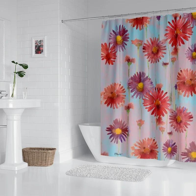 Hushåll vattentätt tyg hushåll duschdraperitillbehör duschdraperi 240 * 200 hem hawaiiansk stil duschdraperi