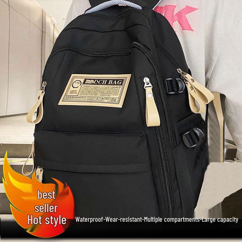 Versatile Large Capacity Solid Color Backpack for Students – Unisex Korean Style
