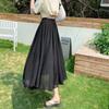 Spring/Summer Double-Layer Linen Cotton Midi Skirt for Women - High-Waist Bohemian Vintage Full Flared Long Skirt