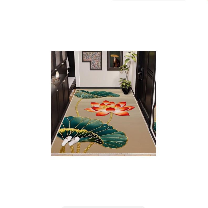Lotus Flower Waterproof Anti-Slip Entry Mat - Crystal Velvet Hallway Runner