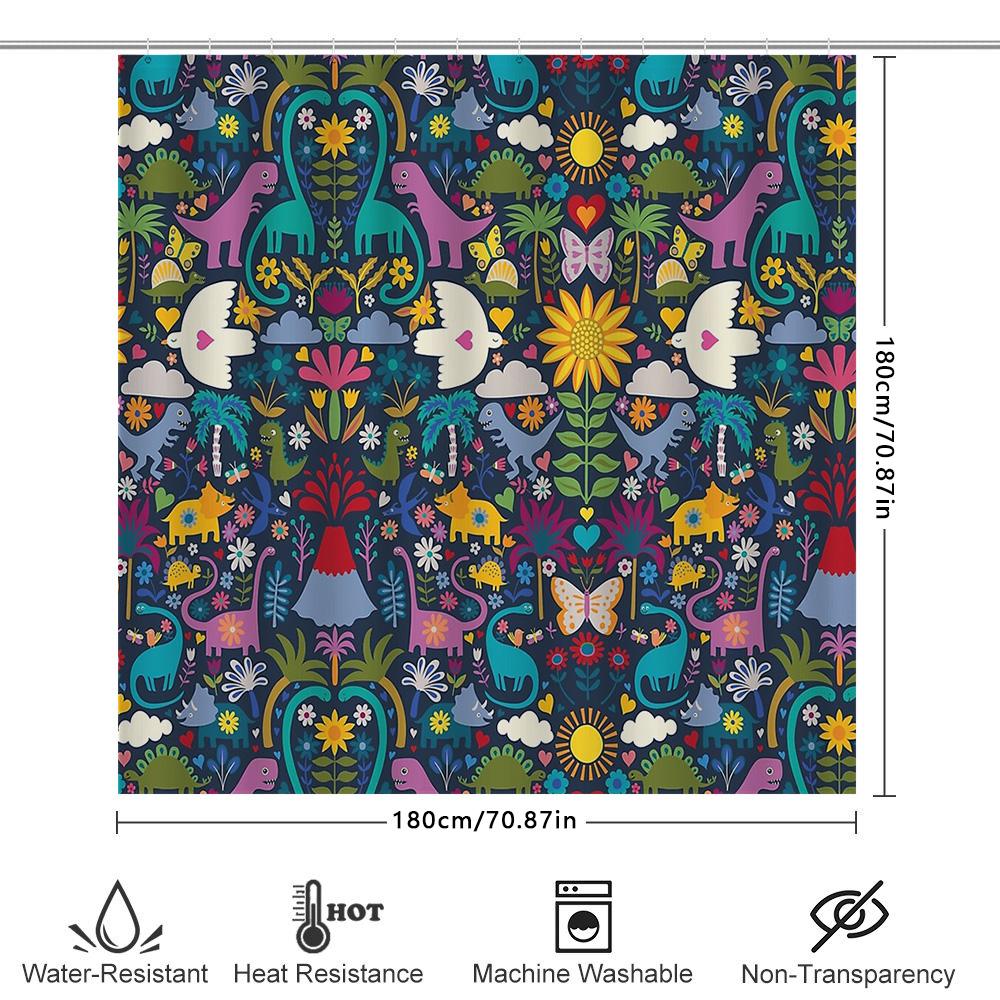 Botanical Shower Curtain Forest Animals Pattern Nature Theme Bathroom Decor Vintage Floral Backdrop Washable Fabric