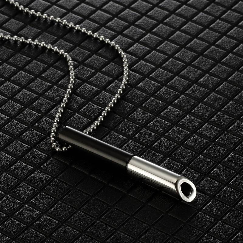 Meditation Breathing Stress-relieving Whistle Anxiety Stainless Steel Pendant Necklace