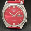 VINTAGE SEIKO 5 AUTOMATIC 7009A JAPAN MENS RED COLOR DIAL WATCH A701512-5 R206b-a701512