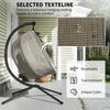 Double Hanging Egg Chair 2 Seaters Texteline Swing Hammock Chair with Stand, Cushion and Folding Design, for Indoor and Outdoor, Brown