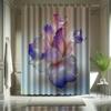 Glass Flower Shower Curtain Set - Purple & White Gradient, Elegant Art Style, Polyester Fabric, Modern Bathroom Decor