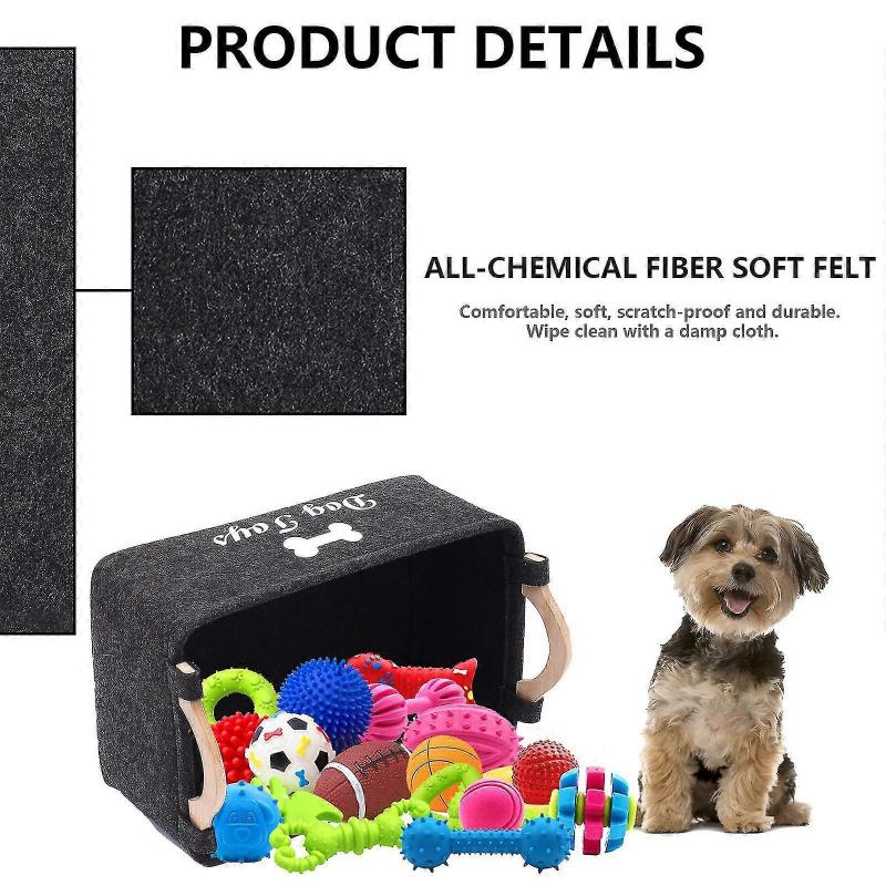 Dog Toy Basket Storage Bins - With Wooden Handle,collapsible Pet Supplies Storage Basket Puppy Toy Box Storage Basket/bin Kids Toy Chest Storage Trunk