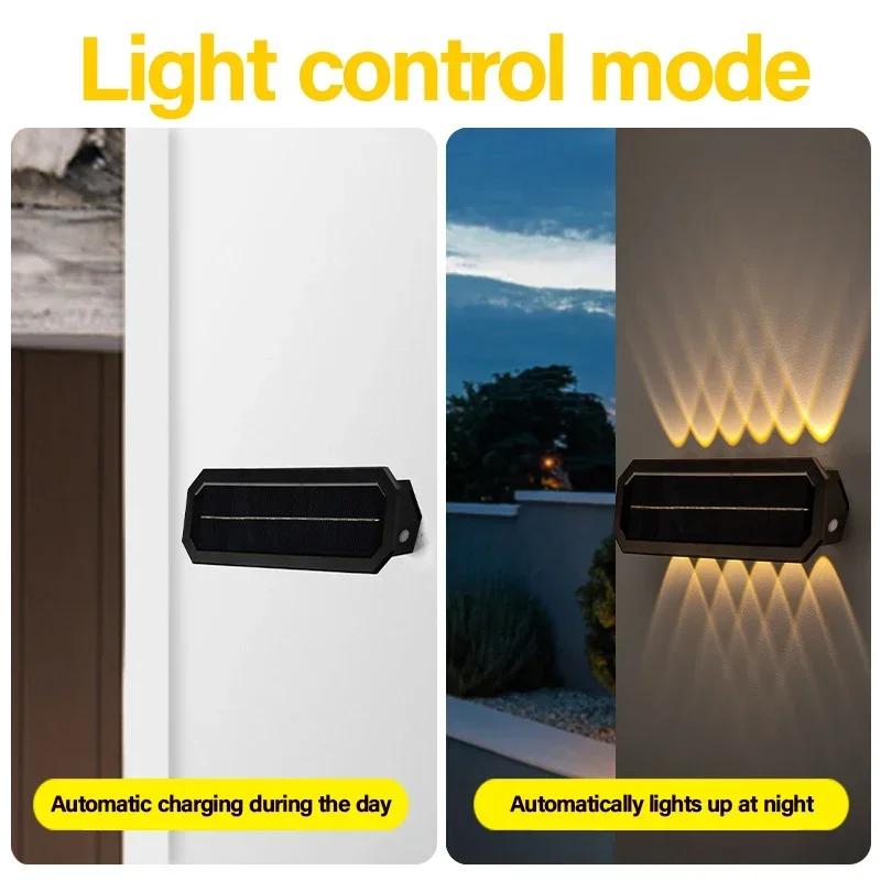 LED Solar Wall Lights Outdoor Garden Decor Up and Down Lighting Waterproof Lamp for Stairs Balcony Courtyard Decoration Lamps
