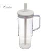 Clear Plastic Water Bottle with Straw And Lid, 40oz Large Capacity Tumbler BPA-free Drinking Cup Handle, Leak Proof Sports for School Travel Reusable