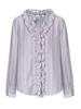 LUXI Women's V-Neck Ruffle Trim Plaid Shirt - 2026 Spring Korean Style Versatile Texture
