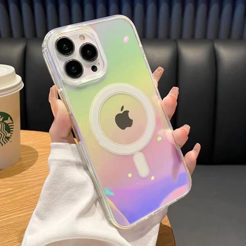 Applicable To Apple 16promax Magnetic Suction Mobile Phone Case Gradient Color Plated IPhone 15 Airbag Full Pack Anti Fall Protection Case