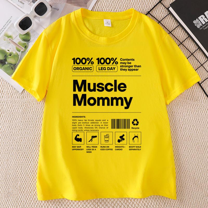 Muscle Mommy T-Shirt Lustiges Fitnessstudio Pump Cover Design T-Shirt Gewichtheben Trendiges T-Shirt Locker Baumwolle Unisex Kurzarm-T-Shirt