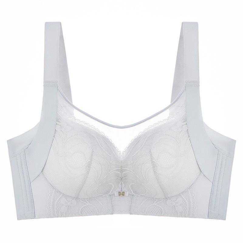 Full Cup Bra Women's Anti-bare-chest Bra Without Underwire Women's Bra with Adjustable Double Breasts Gathering and Lifting Lace Adjustment Type
