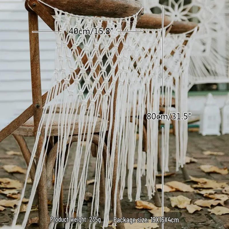 Богемный макраме на спинку стула и настенный гобелен