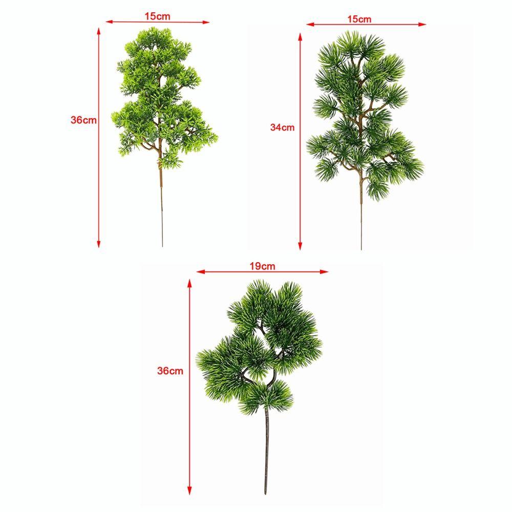 Green Leaves Artificial Pine Branch Handmade Craft Realistic Design Fake Pine Leaves Plastic Material Green Color